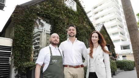 Cristiano Patacca (executive chef), left, and Matteo Margiotta and his wife Nerina. Picture by John Veage